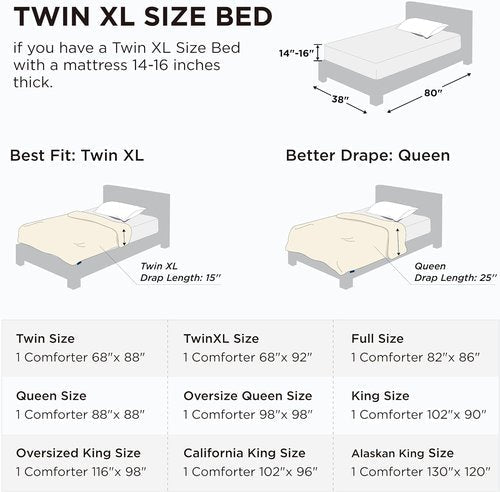 Bedsure Comforter Duvet Insert - All-Season Twin XL Quilted Down Alternative Bedding, White 92 x 68 Inches