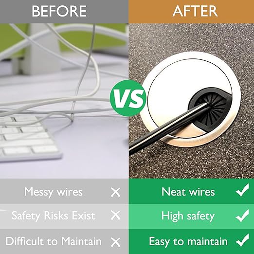 EASYEAH 2 Pcs Desk Grommet 2" / 50 mm, Desk Cord Hole Cover, Cable Grommet Metal Zinc Alloy Materilal, Desk Hole Grommet for Home & Office Pc, Detachable Cable Cord Organizer-Bright Silver