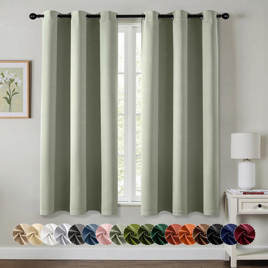 MIULEE Sage Green Blackout Curtains - Thermal Insulated Room Darkening Drapes | 63-Inch Grommet Top, 2 Panels