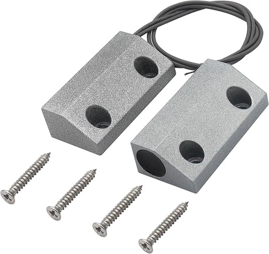 FOCMKEAS Magnetic Reed Switch Wired Surface Mount Normally Closed NC Contact Sensor Alarm Magnetic Door Switch with 2 Wires, Zinc Alloy Sliver, MC-56