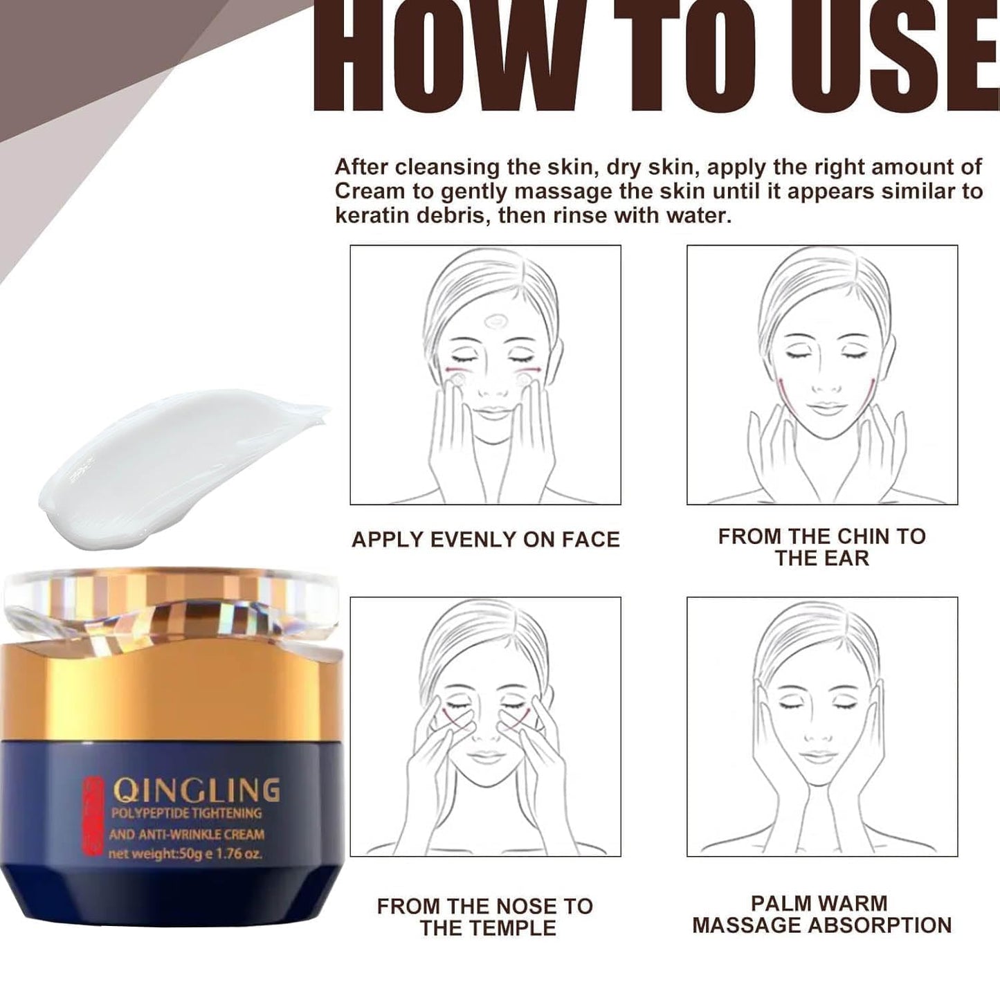 GROHESE Qingling Face Cream, Quinglin Crema Para Arrugas, Qingling Wrinkle Removal Cream, Polypeptide Tightening and Anti-Wrinkle Cream, Facial Neck Eye Cream Anti-Aging for Men & Women (2)