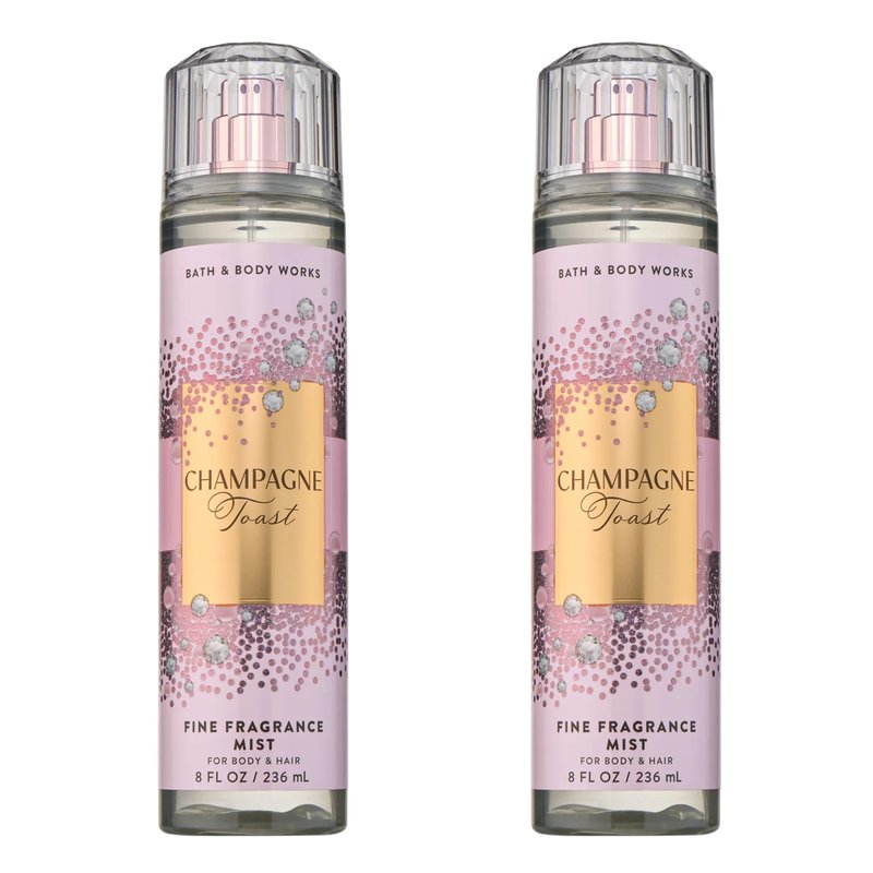 Bath & Body Works Champagne Toast Fine Fragrance Mist, Body Spray & Perfume for Women, Long-Lasting Personal Fragrance, Bubbly Champagne and Sparkling Berry Scent, 8 fl oz - 2 Pack