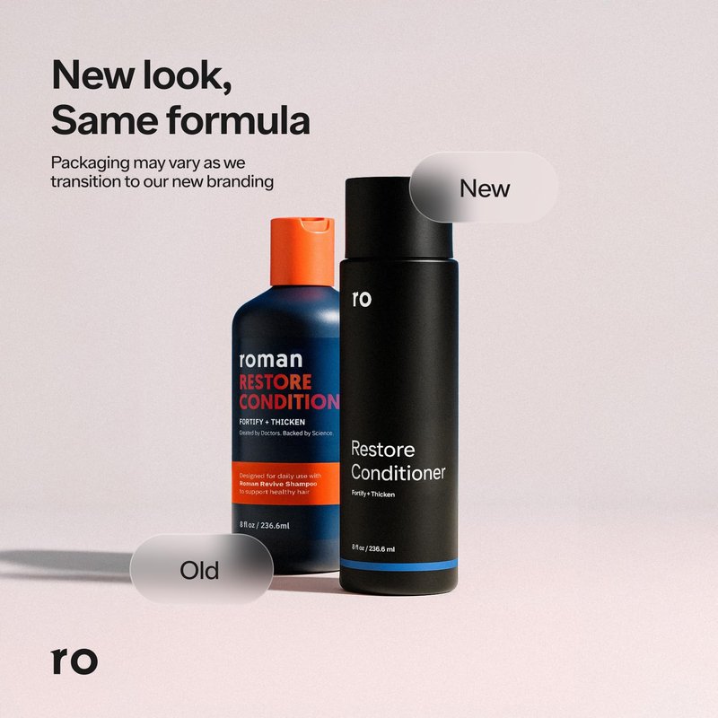 Ro Men's Revive Shampoo & Restore Conditioner Duo | Exfoliates, Clarifies, Fortifies & Moisturizes for Thicker Looking Hair, Made Without Sulfates, Parabens, or Phthalates | 8 fl oz (Pack of 2)