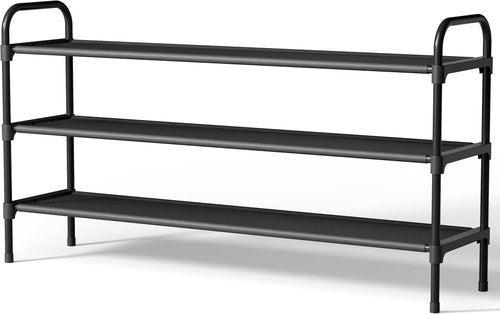Kitsure Extra-Long Shoe Rack - 3-Tier Stackable Organizer for Closet & Entrance | 39" Wide, Black