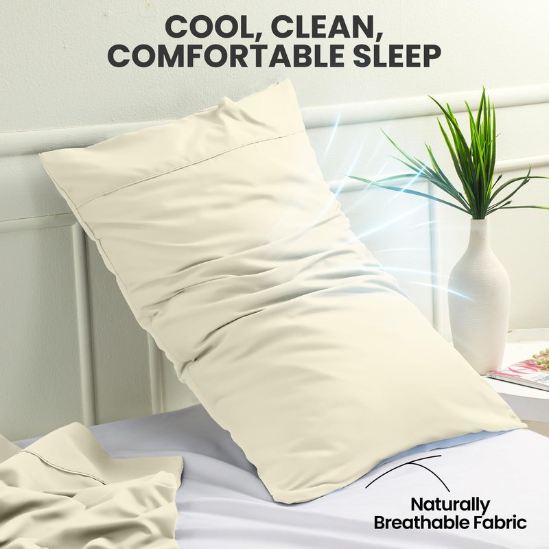 Utopia Bedding Pillow Cases King Size 2-Pack – Soft Brushed Microfiber – Envelope Closure – Perfect for Hospitals, Hotels, Guest Rooms – Oeko-TEX Certified, 20x40 Inches (Ivory)