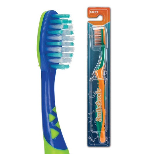 SmileGoods Y332 Youth Toothbrush, 33 Tuft, Soft Bristle, Individually Packaged Toothbrushes, Assorted Colors, Bulk Pack of 72