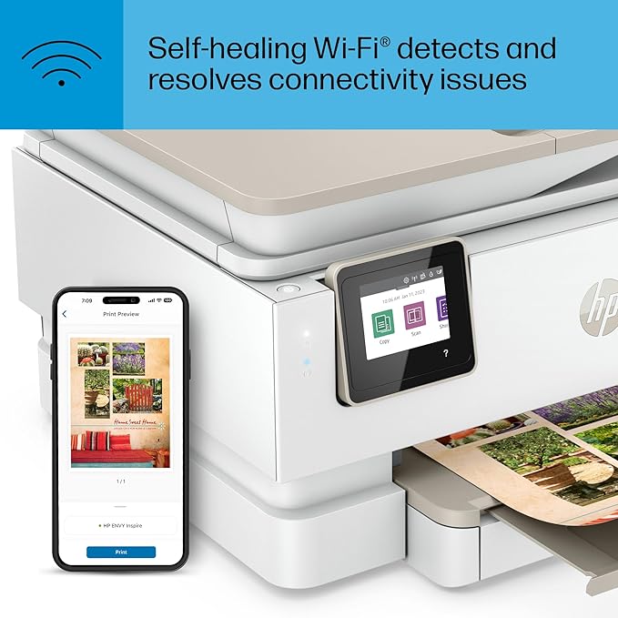 HP Envy Inspire 7955e Wireless Color Inkjet Printer, Print, scan, copy, Easy setup, Mobile printing, Best-for-home, 3 month Instant Ink trial included, AI-enabled (1W2Y8A)