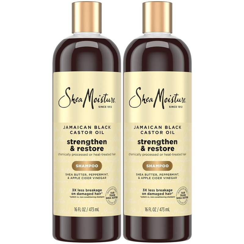 Shea Moisture Jamaican Black Castor Oil Strengthen & Restore Shampoo 2-Pack, 16 Oz Ea