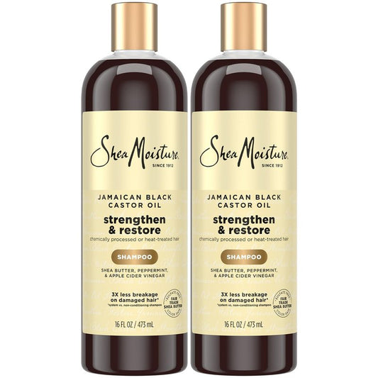 Shea Moisture Jamaican Black Castor Oil Strengthen & Restore Shampoo 2-Pack, 16 Oz Ea