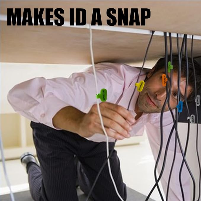 Mr-Label – 40Pcs Reusable Cable Labels– Writable Cable Wraps for Clear Writing- Cord Labels for Classify&Identification–Wire Tags for Cable Management | Electronics Computers(Multi-Color)