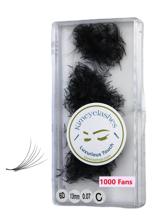 6D 0.07 C and D Curl 1000 Premade volume fans loose Fans, Handmade eyelash extensions supplies Russian volume lash promade fan (11mm, 6D - 0.07 - Curl D)