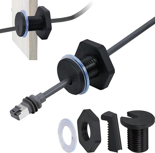 Dikiwodark 2Pcs RV Cable Passthrough for Starlink mini, RV Cable Grommet Compatible with Starlink, Ethernet, Coax, Water-Resistant and Anti-Drop RV Cable Routing (Black, 75mm/2pcs)