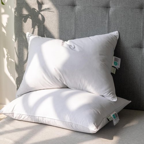 Alanzimo Goose Feather Down Pillows - Fluffy Queen Size Set of 2 | 100% Cotton Cover 20x28 Inches