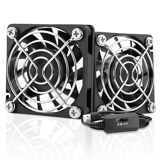 AmRunJe 2 Packs USB Cooling Fan 60mm x 10mm 5V Brushless DC Fans Variable Speed for PC Computer Raspberry Pi Router Terrarium Helmet