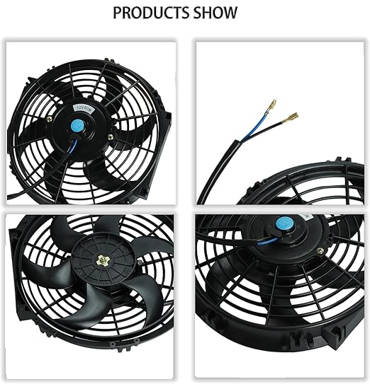 FSBCGT 2PCS 10 Inch Universal High Performance Slim Fan Push Pull Electric Radiator Cooling Fan 12V 80W Mount Kit Black