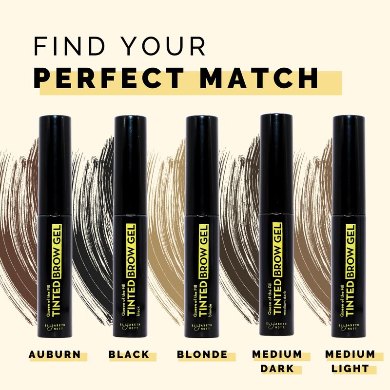 Elizabeth Mott Queen of the Fill Tinted Eyebrow Gel – Brow Filler, Volumizer & Setter – Defines, Shapes & Covers Gray Hairs – Water-Resistant, Long-Lasting – Cruelty-Free – Dark Medium Brown 4g