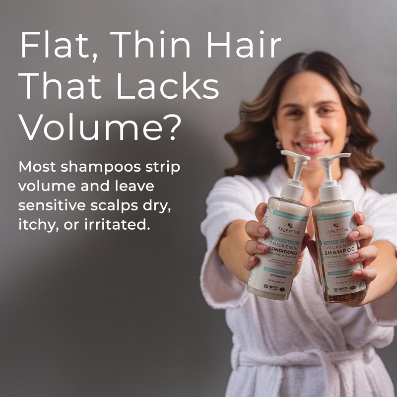 Tree To Tub Volumizing Biotin Shampoo and Conditioner Set - Activating Caffeine for Fuller Hair, Thickening Shampoo and Conditioner for Women & Men, Sulfate Free w/Natural Soapberry Organic Argan Oil