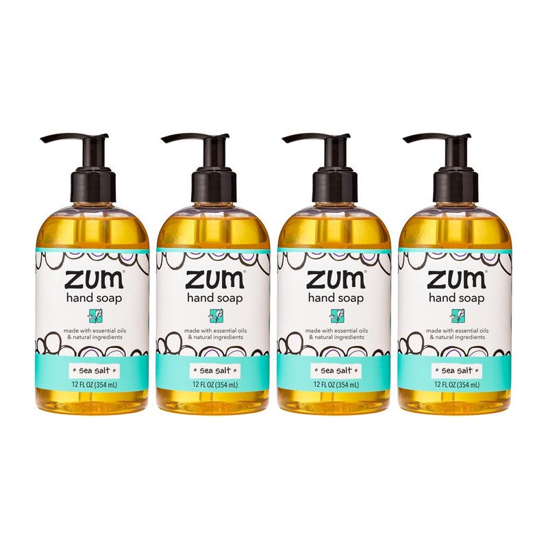 Zum Indigo Wild Hand Soap - Natural Liquid Hand Soap - for Bathroom & Kitchen - Sea Salt Scent - 12 oz (4 Pack)