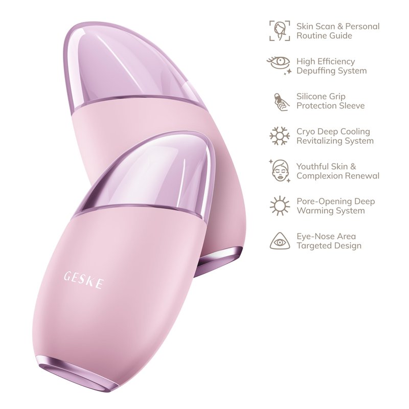 GESKE SmartAppGuided™ Cool & Warm Eye & Face Massager | 7 in 1 | Multi Massager | Face & Neck | Battery-free Cooling & Warming | Firms, Relaxes & De-Puffs Skin | Eye-Nose Area Targeted Design