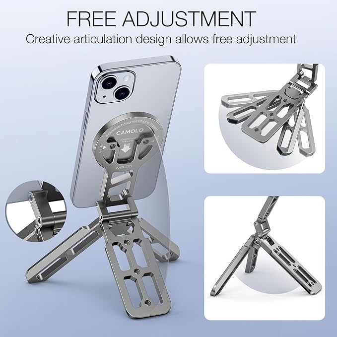 Magnetic Pocket Phone Tripod Foldable Compatible with Magsafe for iPhone 17/16/15/14/13/12 Plus Pro Max Series, Upgrade Mini Cell Phone Tripod Mount Handle Smartphone Desk Stand Travel All in One
