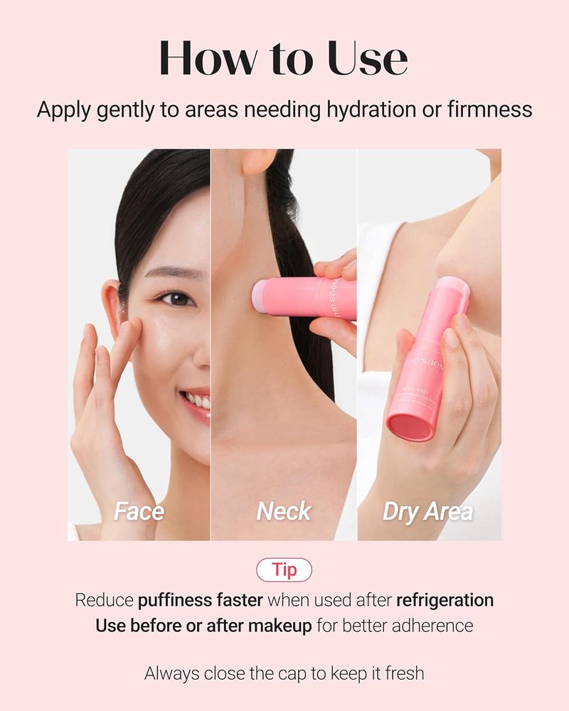 Iceland Hydrating Collagen Eye Stick - Anti-Wrinkle Moisturizing Balm for Saggy Skin | 0.38 oz Rose Scent