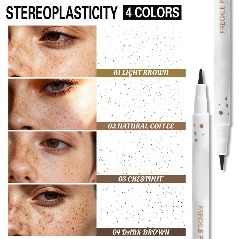 Janwana Freckle Pen Lifelike Natural Freckle Makeup Waterproof & Smudge Proof 2PCS Long Lasting Freckle Faux Looking Freckle Pencils - Light Brown + Natural Coffee