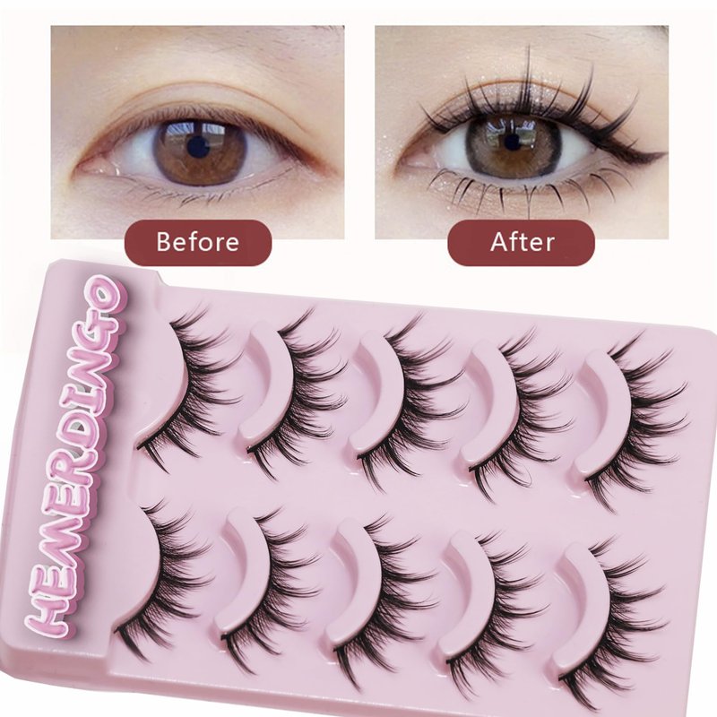 Wispy Spiky Manga Lashes,15mm 3D Anime Cosplay False Eyelashes for Natural Look Reusable 5 Pairs,Perfect for Japanese Anime Fans,Get Stunning Eyes.
