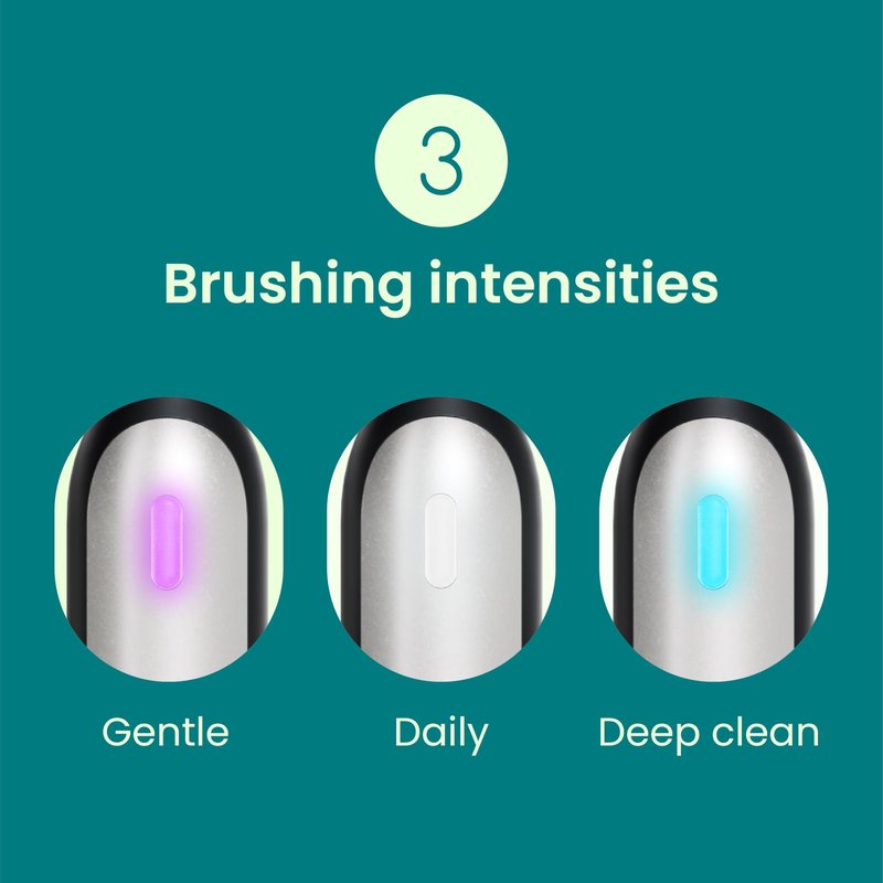 Quip Rev Oscillating Rechargeable Electric Toothbrush with Extra Brush Head - Soft Bristles, Pressure Sensor, 3 Intensities, 30-Day Battery Life, 2-Min Timer, Travel Case, Mirror Mount - Blue Stone