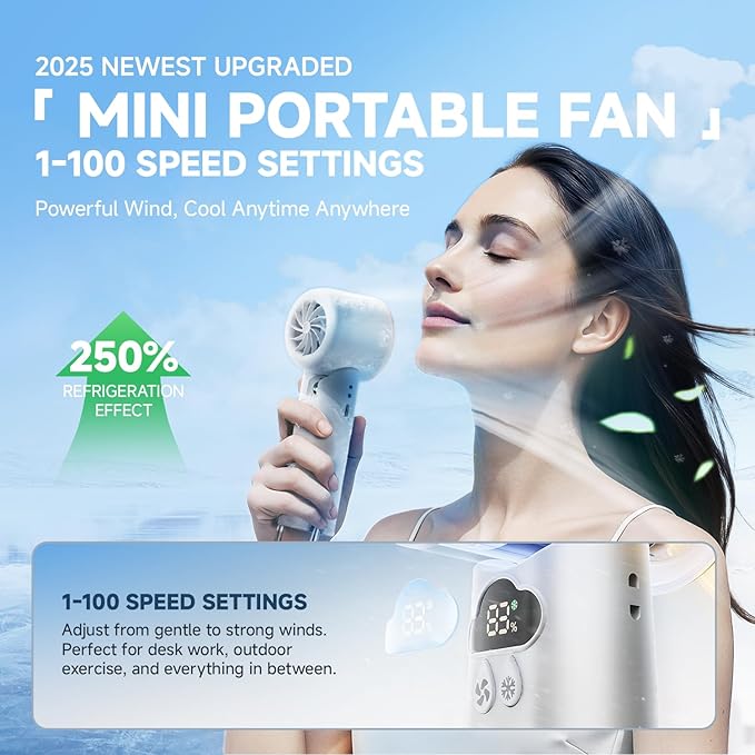 DooGooCoo Portable Handheld Fan (Grayish-white)