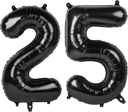 Black Number 25 Balloon - 40-Inch 25th Birthday Decoration for Men & Women | Elegant Party Supplies