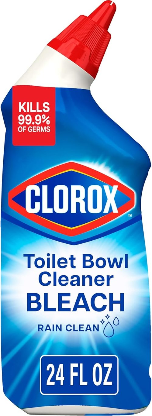 Clorox Toilet Bowl Cleaner - Bleach Formula for Deep Cleaning | 24 Fl Oz, Rain Clean Scent