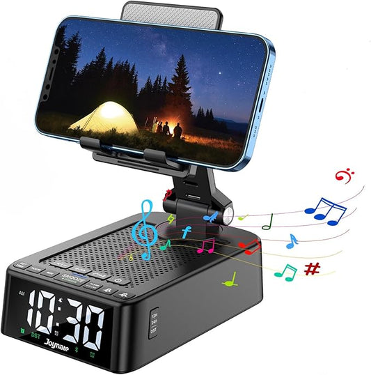 Gifts for Men and Women, Phone Stand with Bluetooth Speaker and 360° Rotable Angle Adjustable Phone Holder for Desk with HD Subwoofer Sound Fits Phones,Tablet, Birthday Gifts for Boys/Girls (Black)