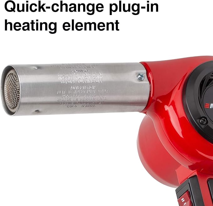 Master Appliance HG-501D Industrial Heat Gun, High Airflow, Quick Change Plug-In Heating Element, 1200F, 120V, 1740W, 14.5 Amps, Engineered In USA