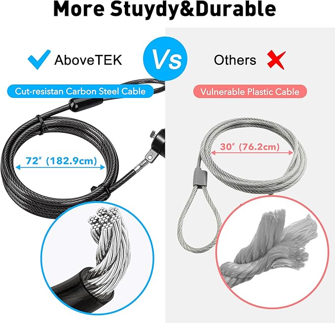 AboveTEK iPad Lock Security Cable w/Adhesive Plates, 6Ft Keyless 4 Digit Combination Tablet Lock Kit, Anti-Theft Hardware Locking Cable for iPhone Cell Phone MacBook Laptop in Showroom Retail Store