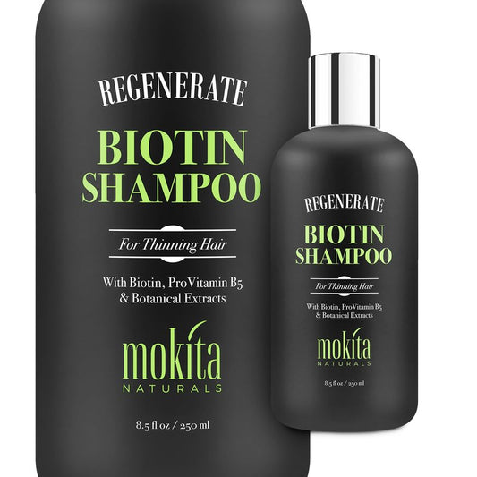 Mokita Naturals Hair Volumizing and Regrowth Shampoo for Thinning Hair, Sulfate-Free & Vegan-Friendly, 8.5 Ounces