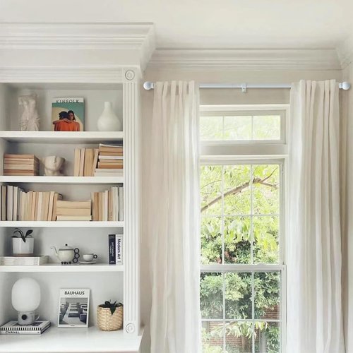GXOACKJ 2 Pack White Curtain Rods for windows 32 to 62 inch, 5/8 inch Splicing Heavy Duty Metal Curtain Rod Set with Brackets