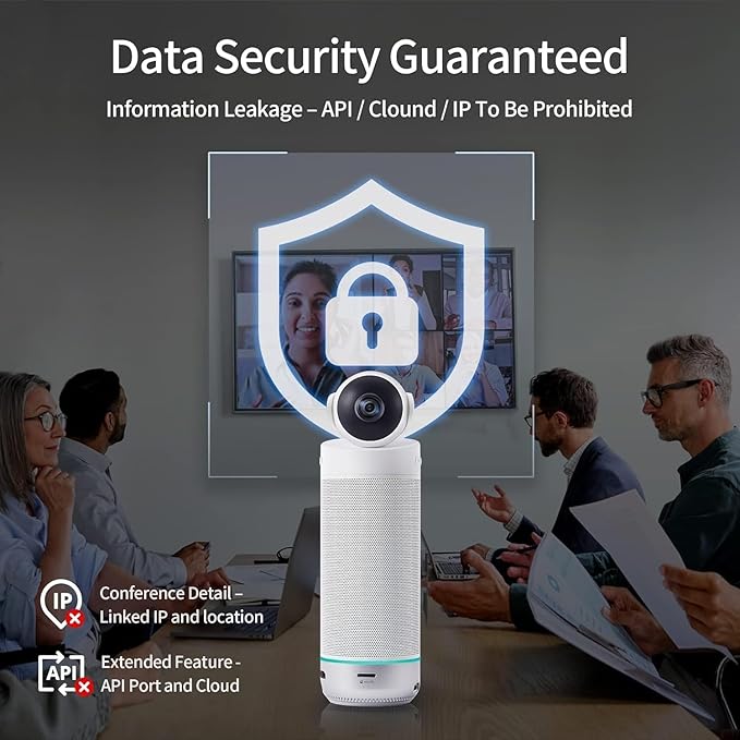 KanDao Meeting S 1080P HD Conference Room Camera, AI Face Recognition and Speaker Tracking, 8 Noise Cancelling Mics, Smart Zoom, Automatic Focus, 180-Degree, Plug & Play, Compatible with Teams, Skype