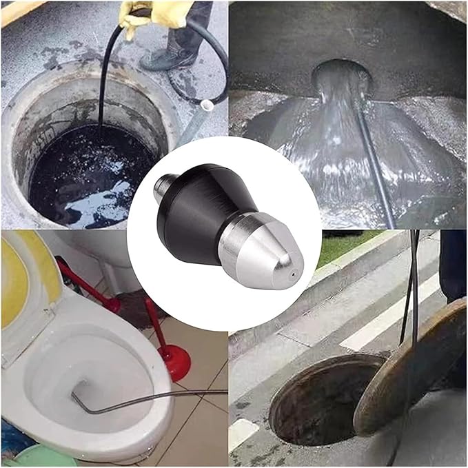Sewer Cleaning Tool High Pressure Turbo Washer Nozzle Gutter Cleaning Tool Massage Clogged Pipes Opens Clogging Of Sewage Pipes(1 Front 3 Rear)