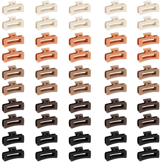 Hotop 50 Pcs Cute Hair Claw Clips Set Nonslip Square Clips Colorful Rectangle Hair Accessories for Women(4.1 Inch,Neutral Color)