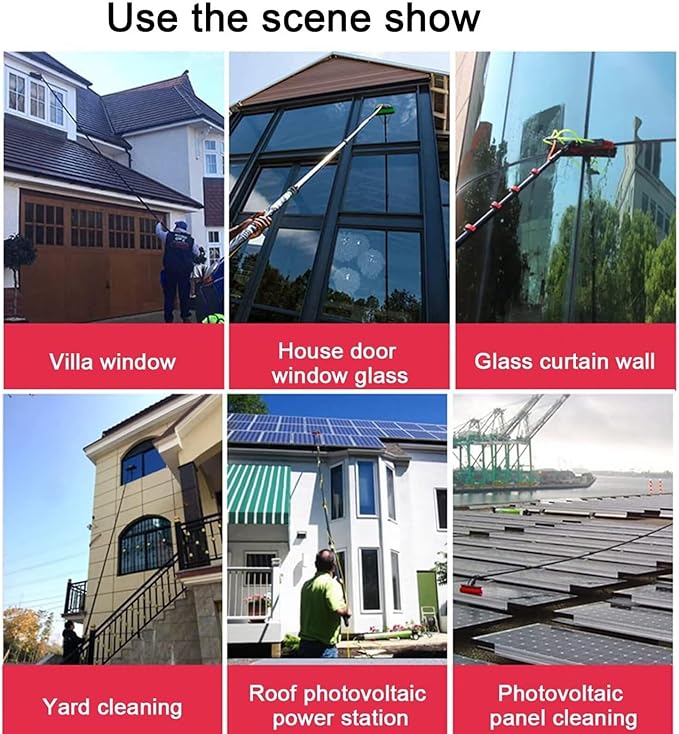 Water Fed Telescopic Brush, Water Spray Knife/Squeegee, Window Cleaner Kit, Extendable Solar Panel Washing Equipment Cleaning Conservatory Roof Extendable Cleaner Conservatory 5.4Rod Length