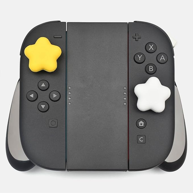 FAZNWUN Star-Shaped Thumb Grips for Nintendo Switch 2 4PCS Soft Silicone Joystick Caps, Yellow & White, Anti-Slip