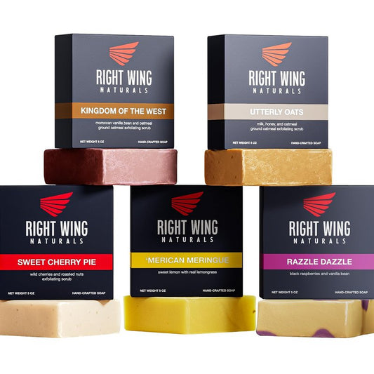 Right Wing Naturals Bar Soap Gift Set for Men and Women | Handcrafted Cold-Pressed | Handmade Organic Soap | Most Popular Scents | Natural Scented Bar Soaps| Pack of 5 Bars
