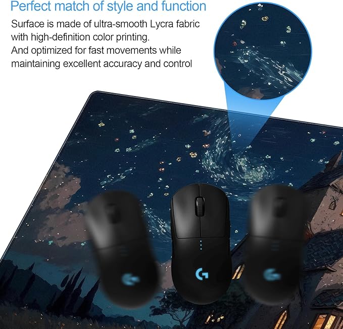 Starry Night Desk Mat, Abstract Swirl Large Mouse Pad 31.5x15.7 in