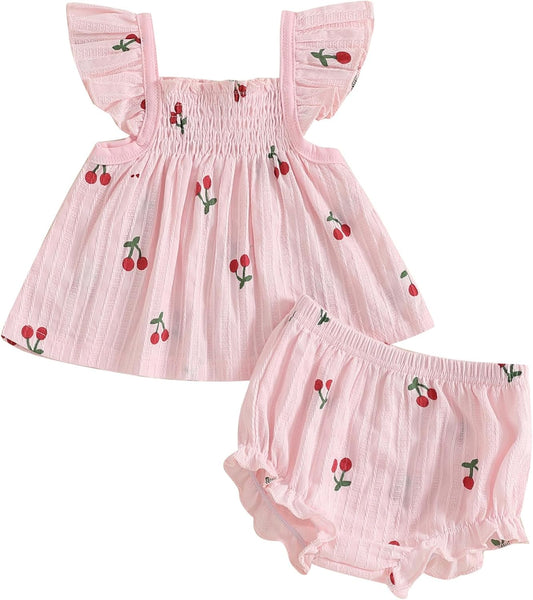Mubineo Baby Girl Summer Outfit Set - Cute Ruffle Tops & Shorts | Infant Toddler Princess Style