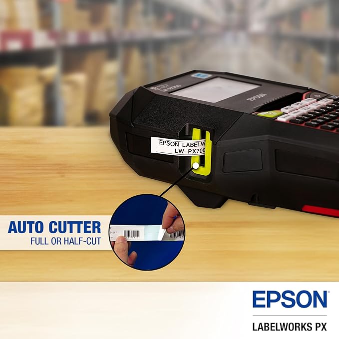 LABELWORKS Epson LW-PX700PCD Industrial Label Maker Kit - Complete Bundle with Accessories, Compatible with Large Variety of Tape Types, Portable Handheld Label Printer, Labels