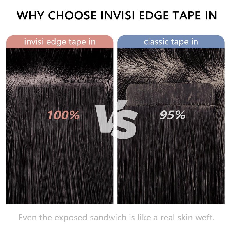 COOKAYU Invisible Tape in Human Hair Extensions, Medium Brown Injected Tape ins Real Human Hair Seamless Extensions 20pcs 30g 14Inch