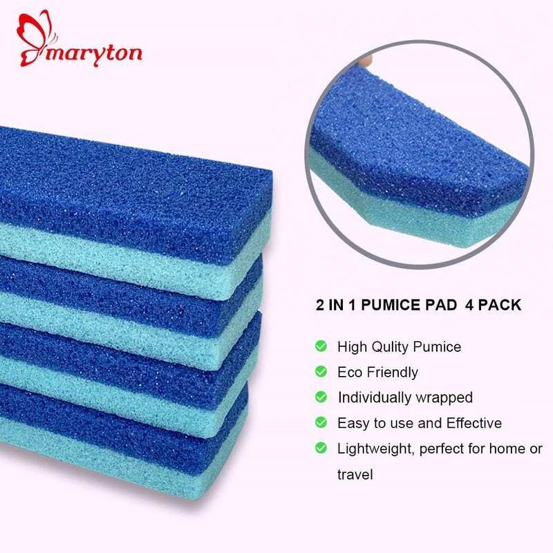 Maryton Pumice Stone for Feet - Hard Skin & Callus Remover | Pack of 4 - Blue