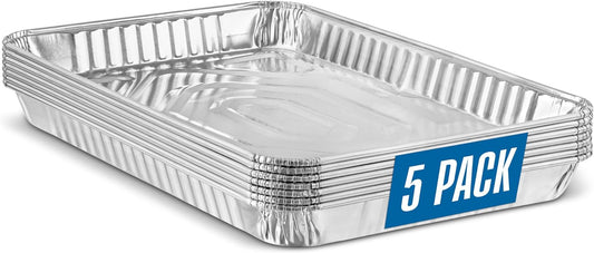 PlasticPro Aluminum Cookie Sheets - Heavy Duty Disposable Baking Pans | 9'' x 13'' | 5 Pack