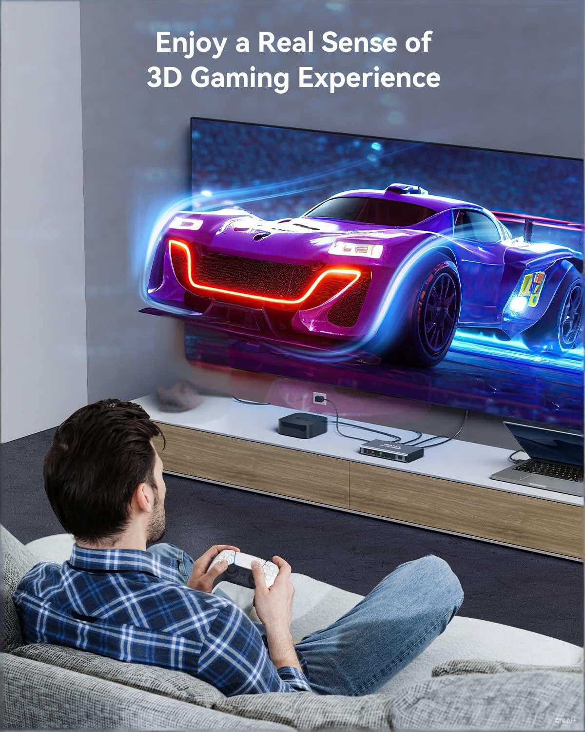 HDMI Switch 5 in 1 Out 4K@60Hz, GANA HDMI Splitter Switcher with Remote, Aluminum HDMI 2.0 Switch Box Hub for 3D, HDCP2.2, HDR, Compatible with Xbox, PS5/4/3,Fire Stick,Roku,Blu-Ray Player, Purple