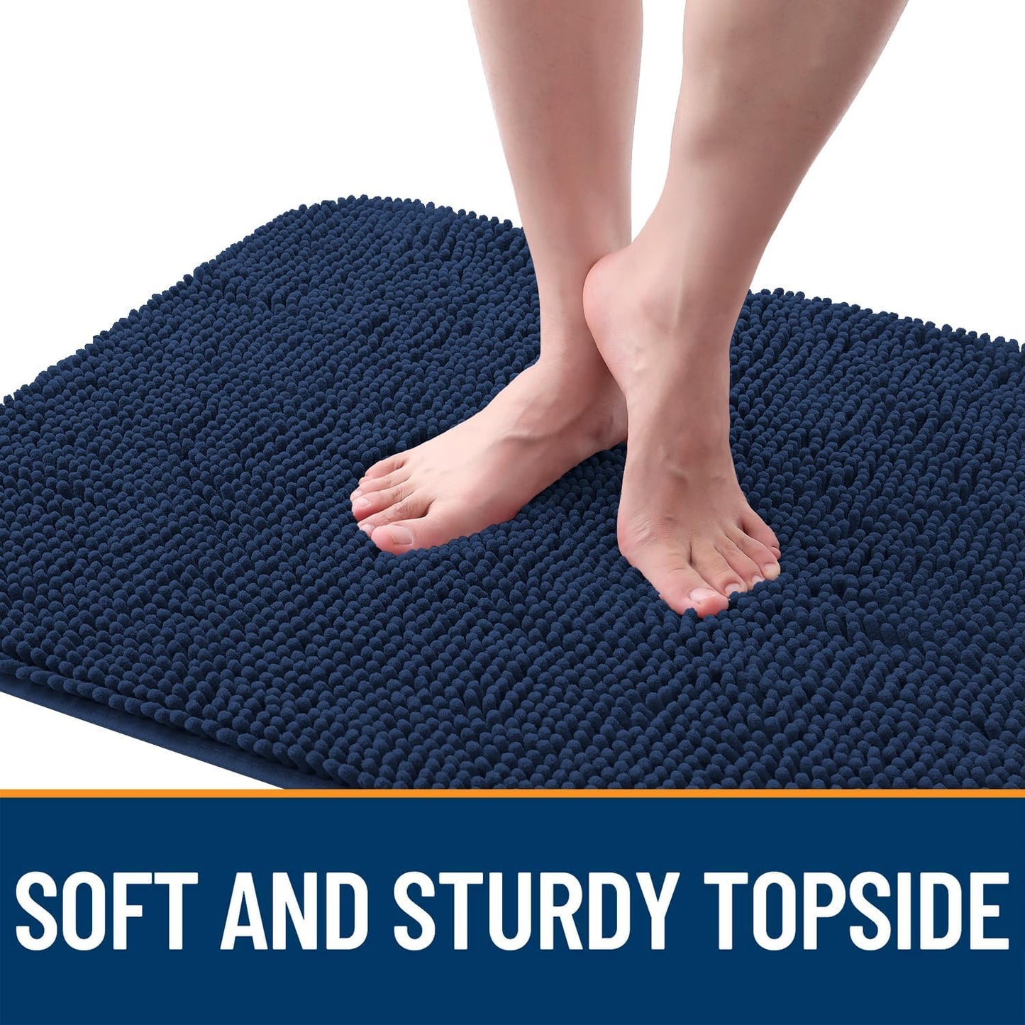 OLANLY Dog Door Mat - Absorbent Non-Slip Mud Mat for Indoor Use | 47x24, Dark Blue, Quick Dry Chenille